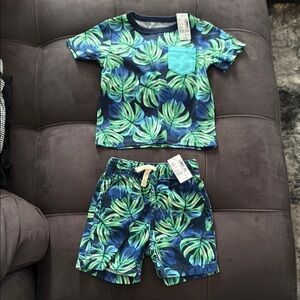 Tropical Leaf Print Toddler Outfit